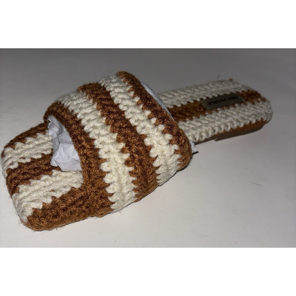 Free People Show Your Stripes Hand Knit‎ In Neutral Combo Sandals NEW Women 11M
